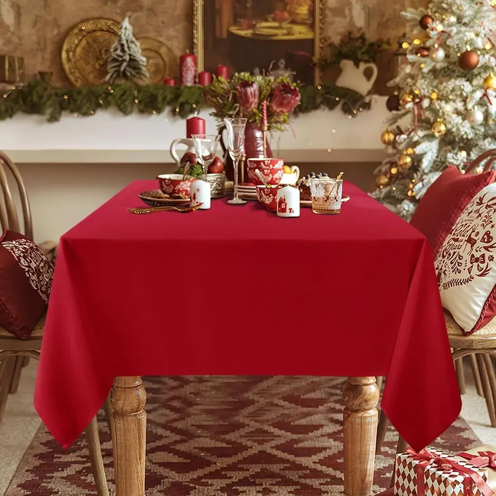 2 Pack Red Tablecloth 60 x 84 Inch, Rectangle, Washable, Polyester
